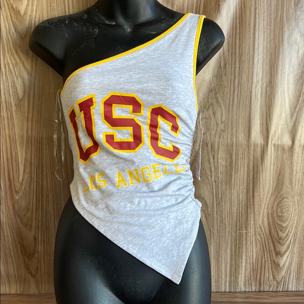 USC One Shoulder Top Gray And gold NWT Size XS University Of Southern California